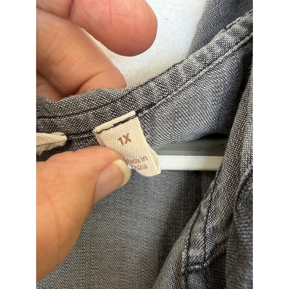 Soft Surroundings Gray Nantucket Tencil Hooded Tunic 1X Lagenlook Oversize - Picture 7 of 8